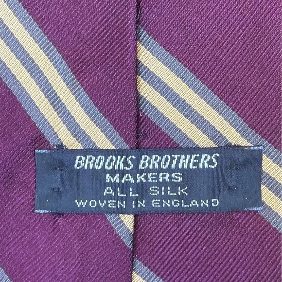 Vintage Brooks Brothers Purple Stripe Silk Tie Made In England Formal Wear - Picture 2 of 7